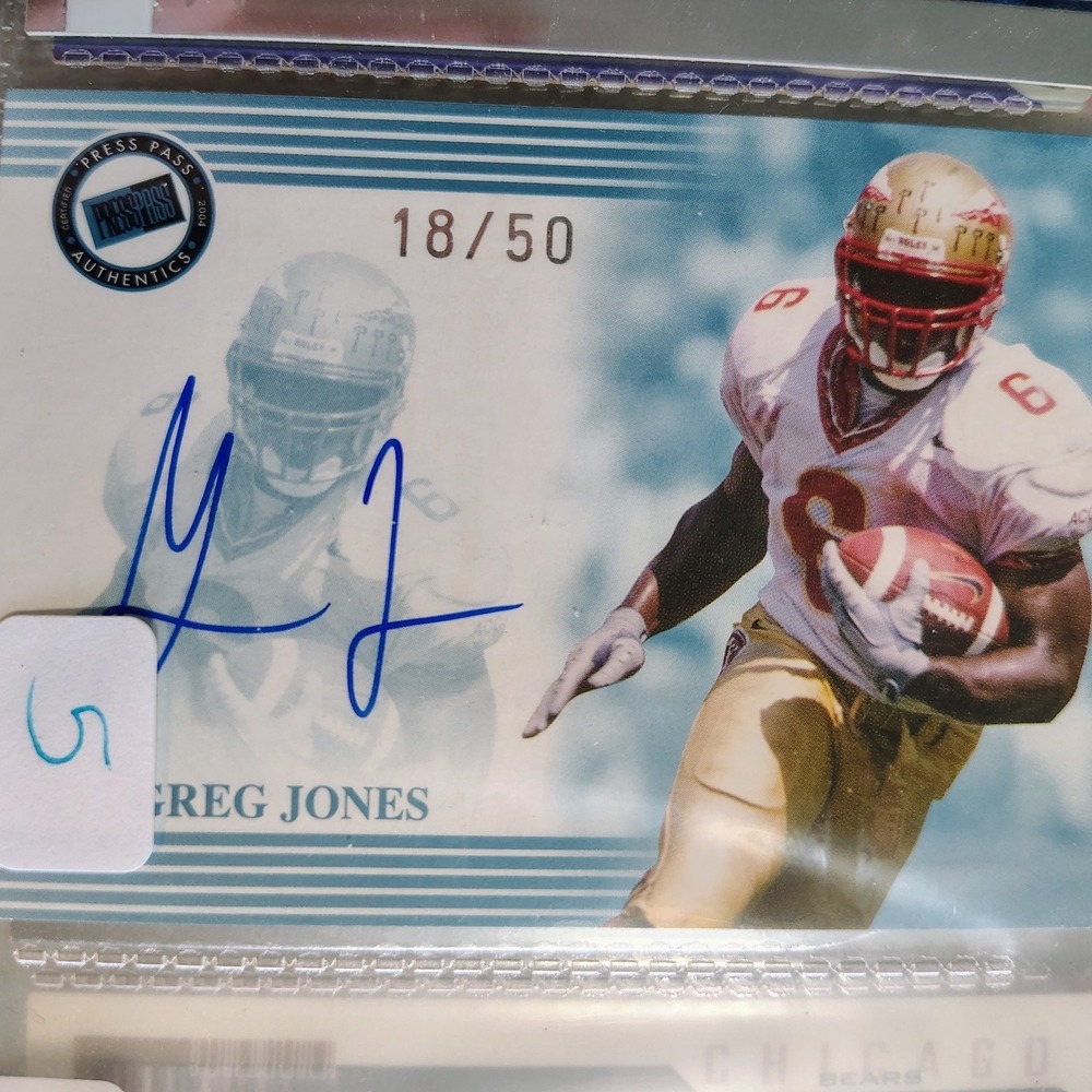 2004 Press Pass‎ On Card Auto Blue 18/50 Greg Jones Auto wo2 NFL Football Card - Picture 3 of 3